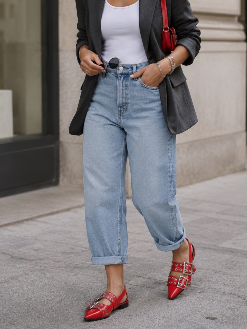 Steve Madden Red Patent Pointed Buckle Flats